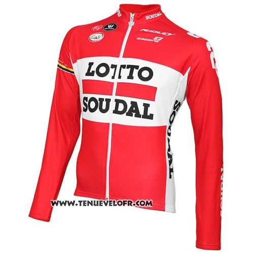 2016 Maillot Ciclismo Lotto Soudal Blanc et Rouge Manches Longues et Cuissard